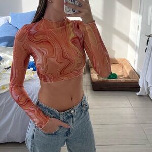 orange retro princess polly mesh long sleeve crop top 
perfect condition